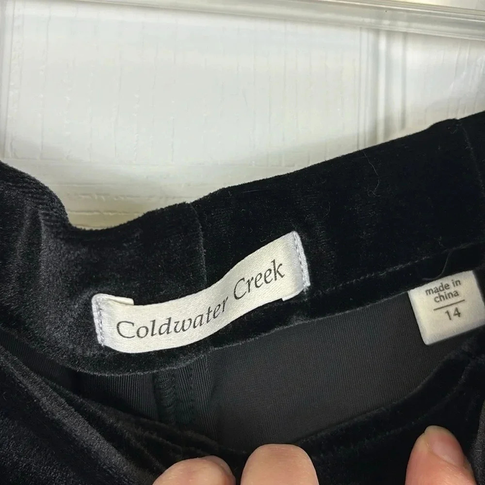 Coldwater creek holly black velvet straight leg pants sz 14 - Picture 2 of 6
